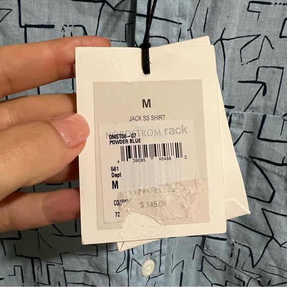 Onia Blue Jack Short Sleeve Button up Shirt Mens Medium NEW - Picture 4 of 7